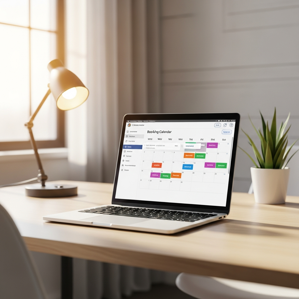 Kalender-Dashboard des Paydog Bookingsystems auf einem Laptop