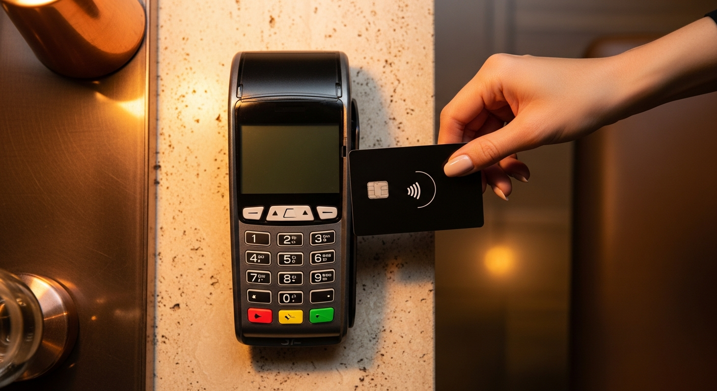 Kartenzahlung mit Paydog Terminal – warm atmosphere