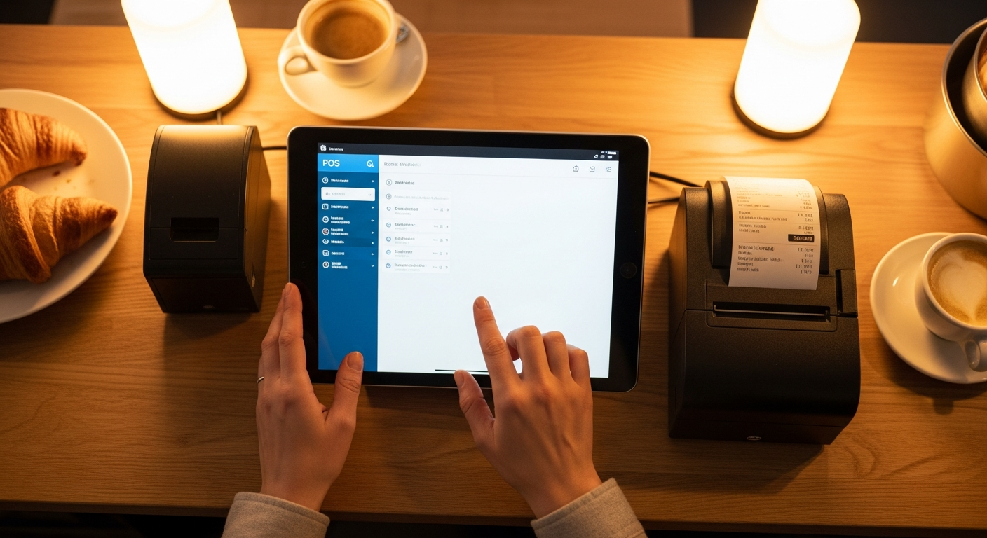 Kassensystem im Einsatz – Draufsicht auf POS-Terminal