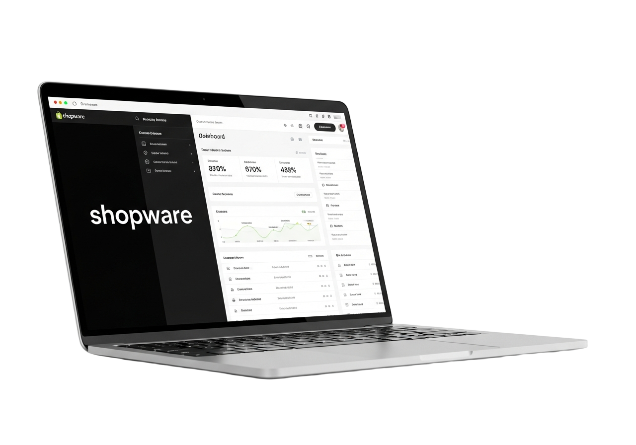 Paydog Shop Plugin – Laptop mit Shopware und Shopify